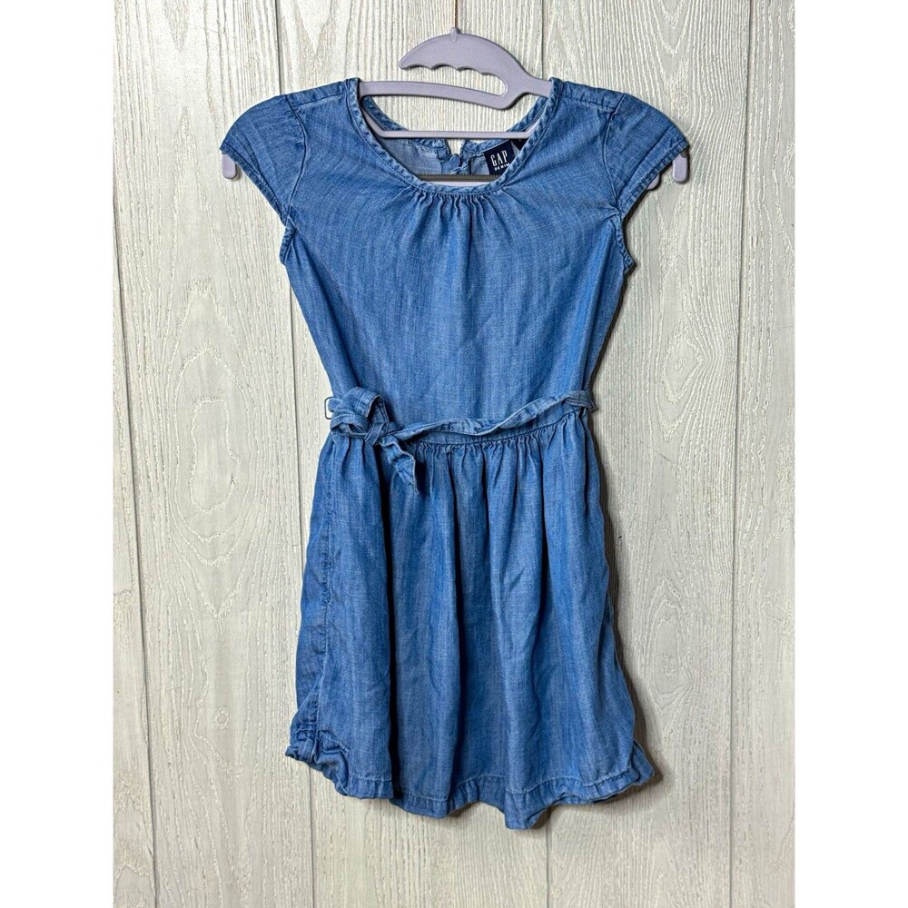 GAP Denim Girls Blue Solid Denim Romper Short Sleeve Zip, Size M